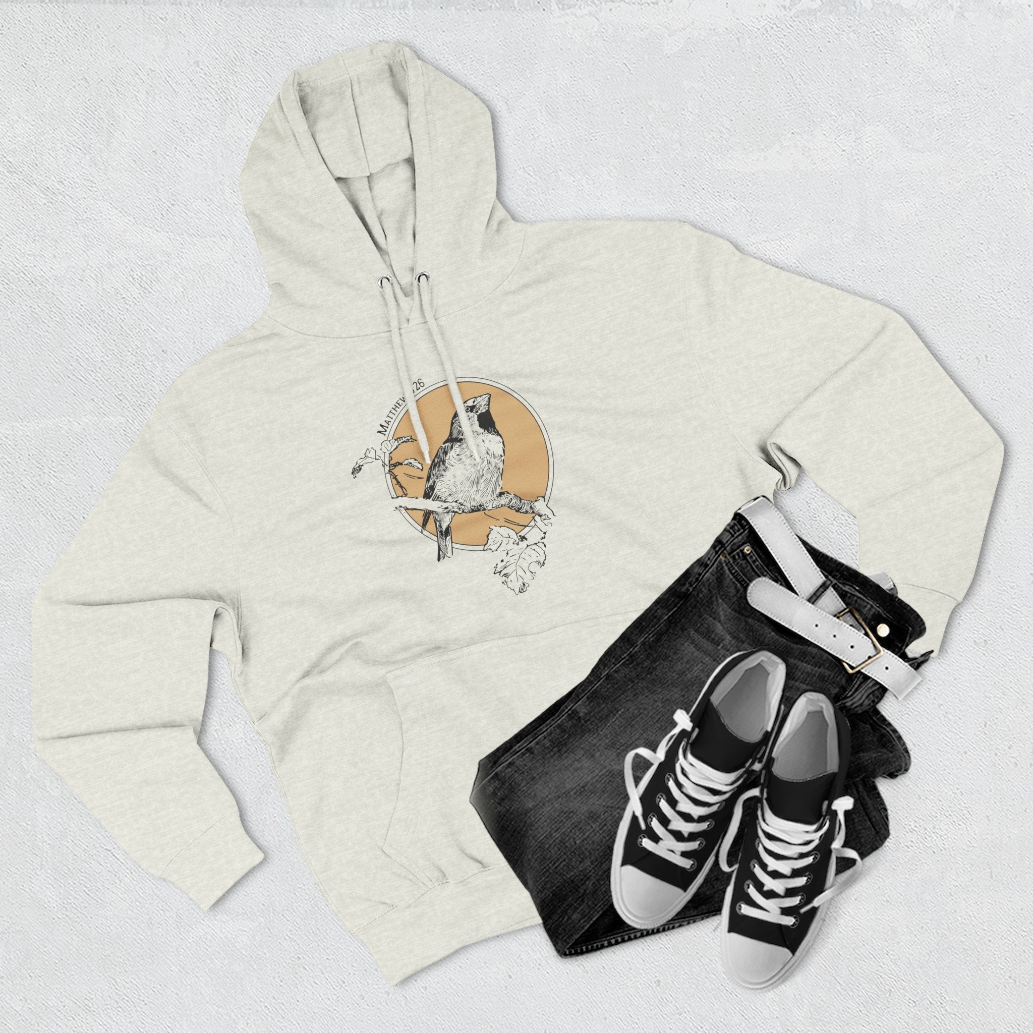 Vintage Style Bird Illustration Hoodie | Matthew 6:26