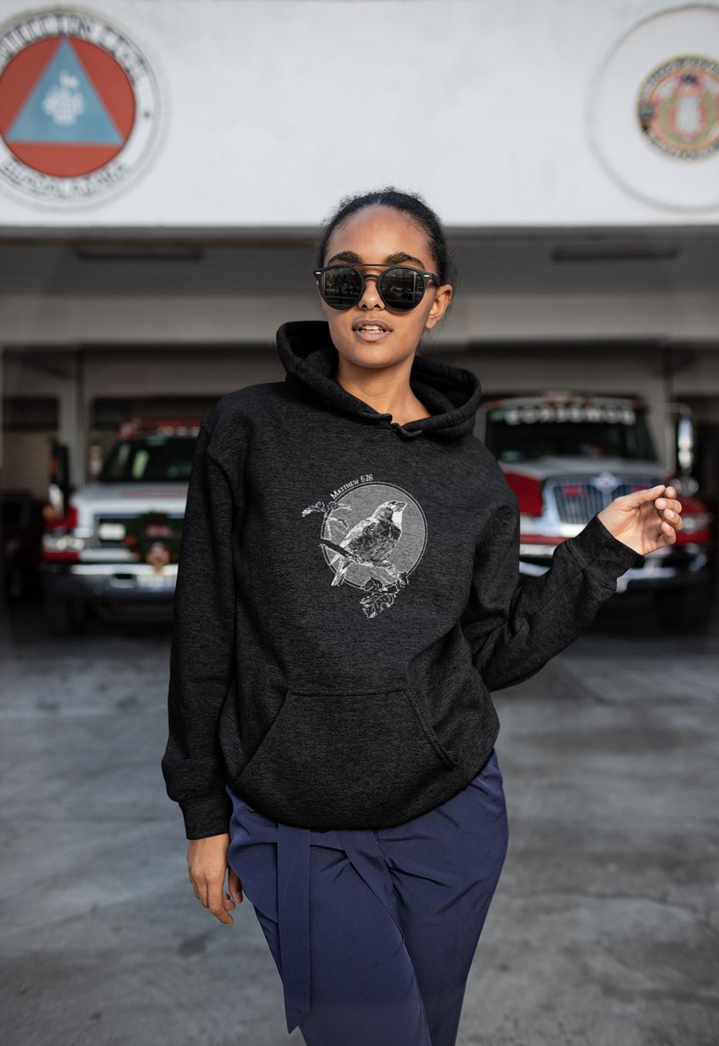 Vintage Style Bird Illustration Hoodie | Matthew 6:26
