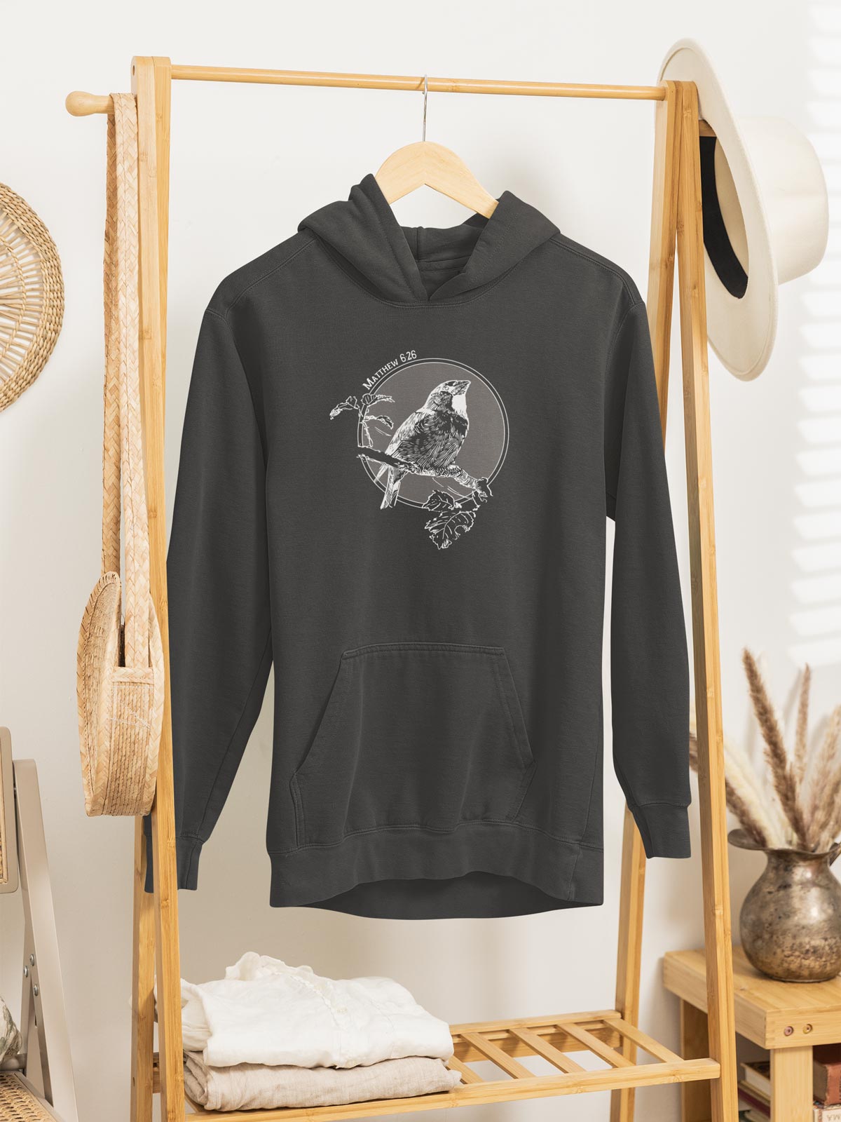 Vintage Style Bird Illustration Hoodie | Matthew 6:26