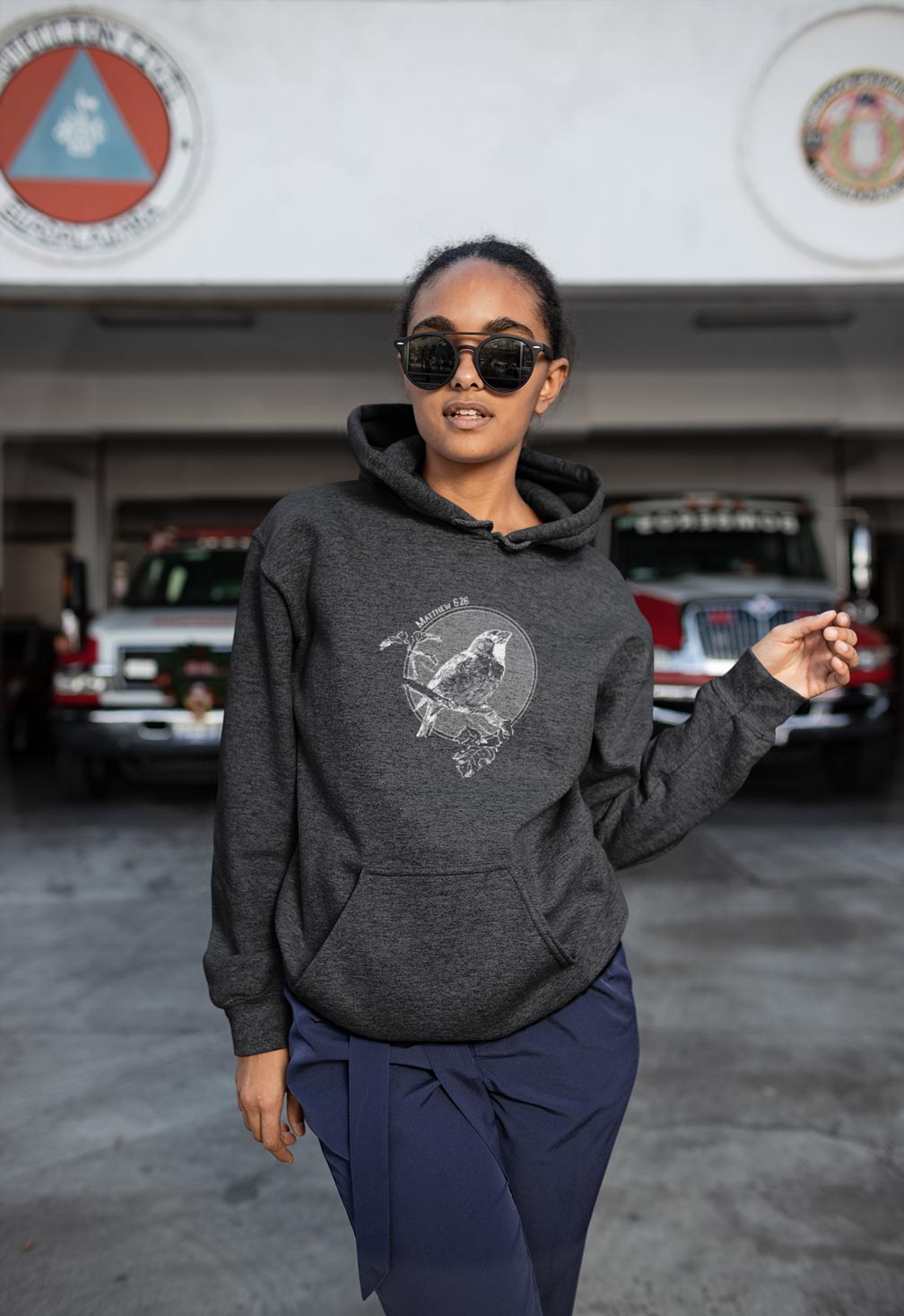 Vintage Style Bird Illustration Hoodie | Matthew 6:26