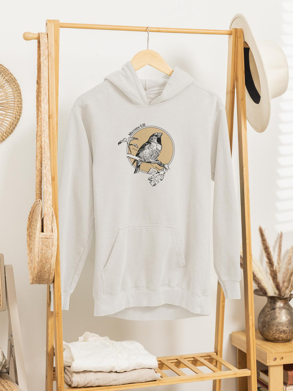 Vintage Style Bird Illustration Hoodie | Matthew 6:26