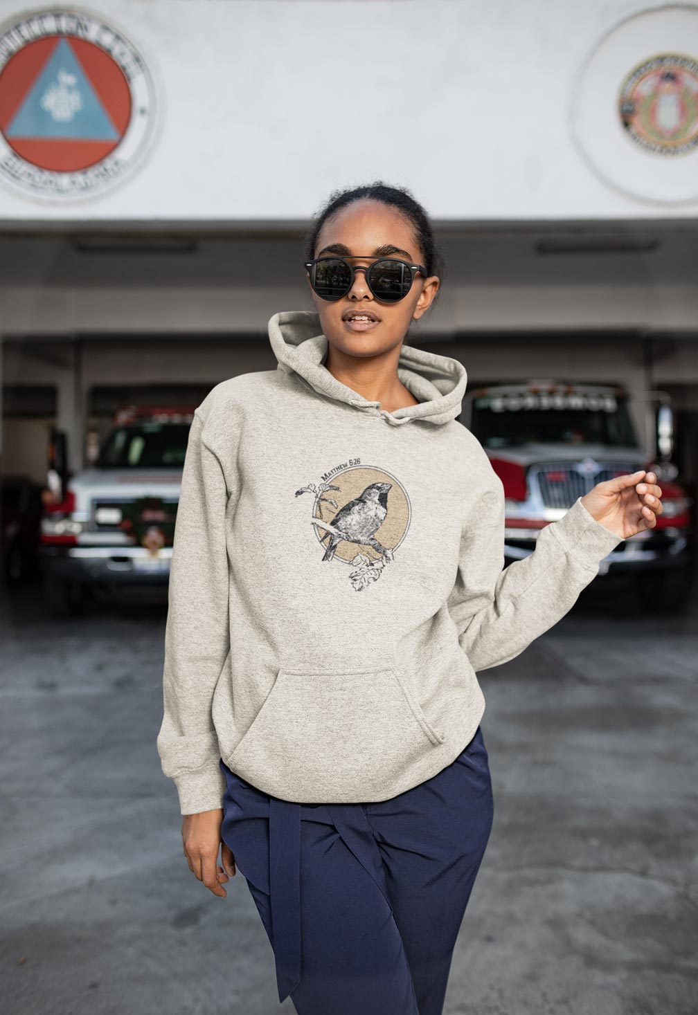 Vintage Style Bird Illustration Hoodie | Matthew 6:26