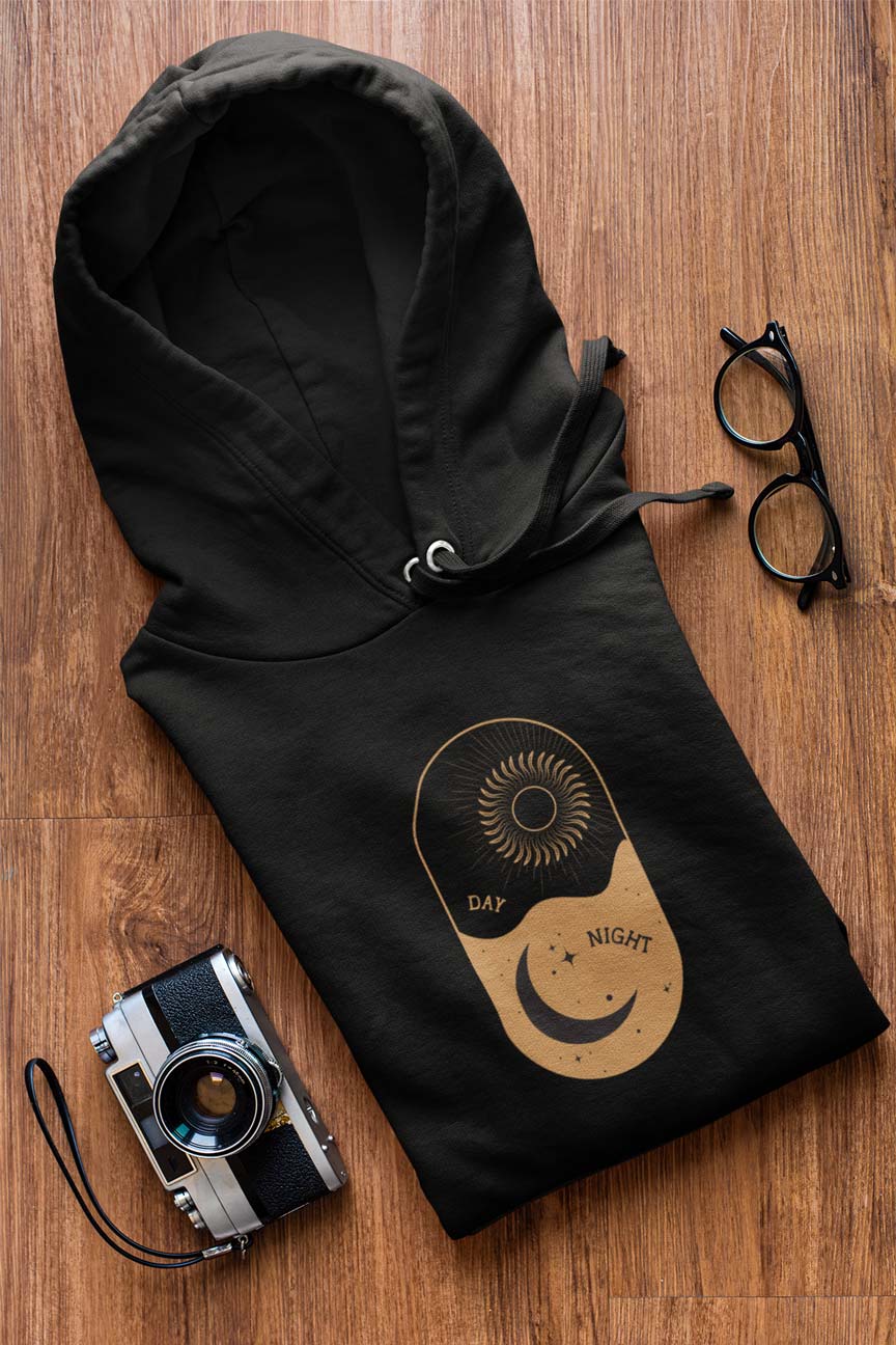 Day One Stuff| Minimal Sun and Moon Graphic Hoodie