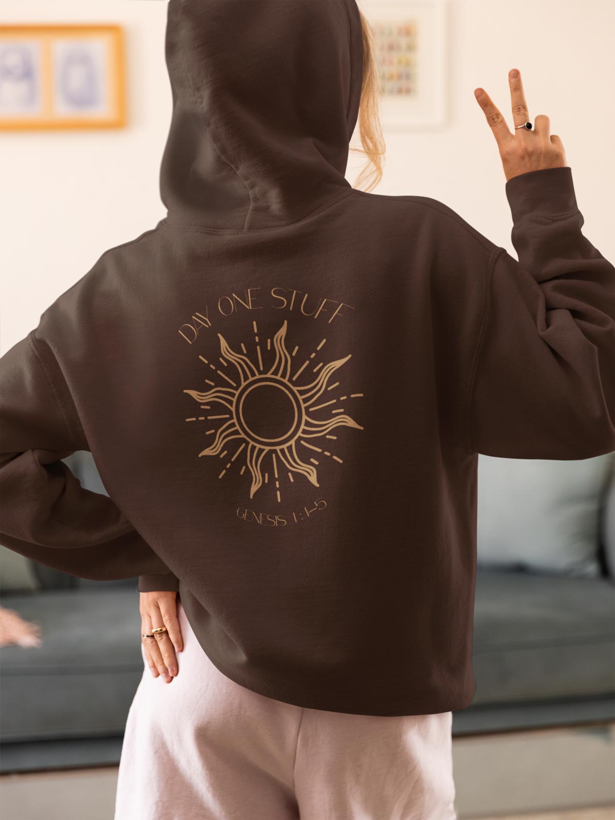 Day One Stuff| Minimal Sun and Moon Graphic Hoodie