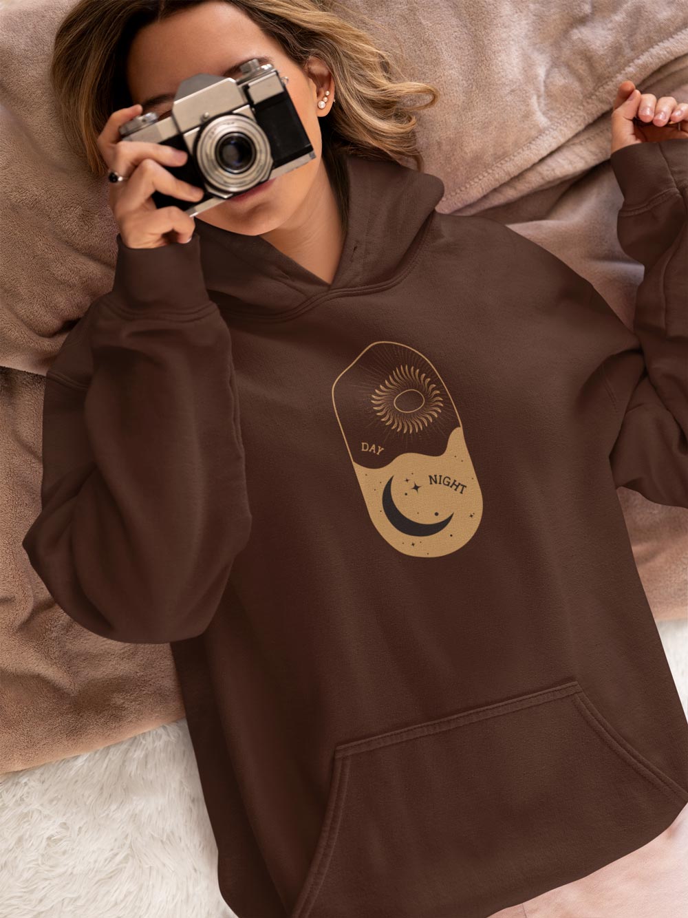 Day One Stuff| Minimal Sun and Moon Graphic Hoodie
