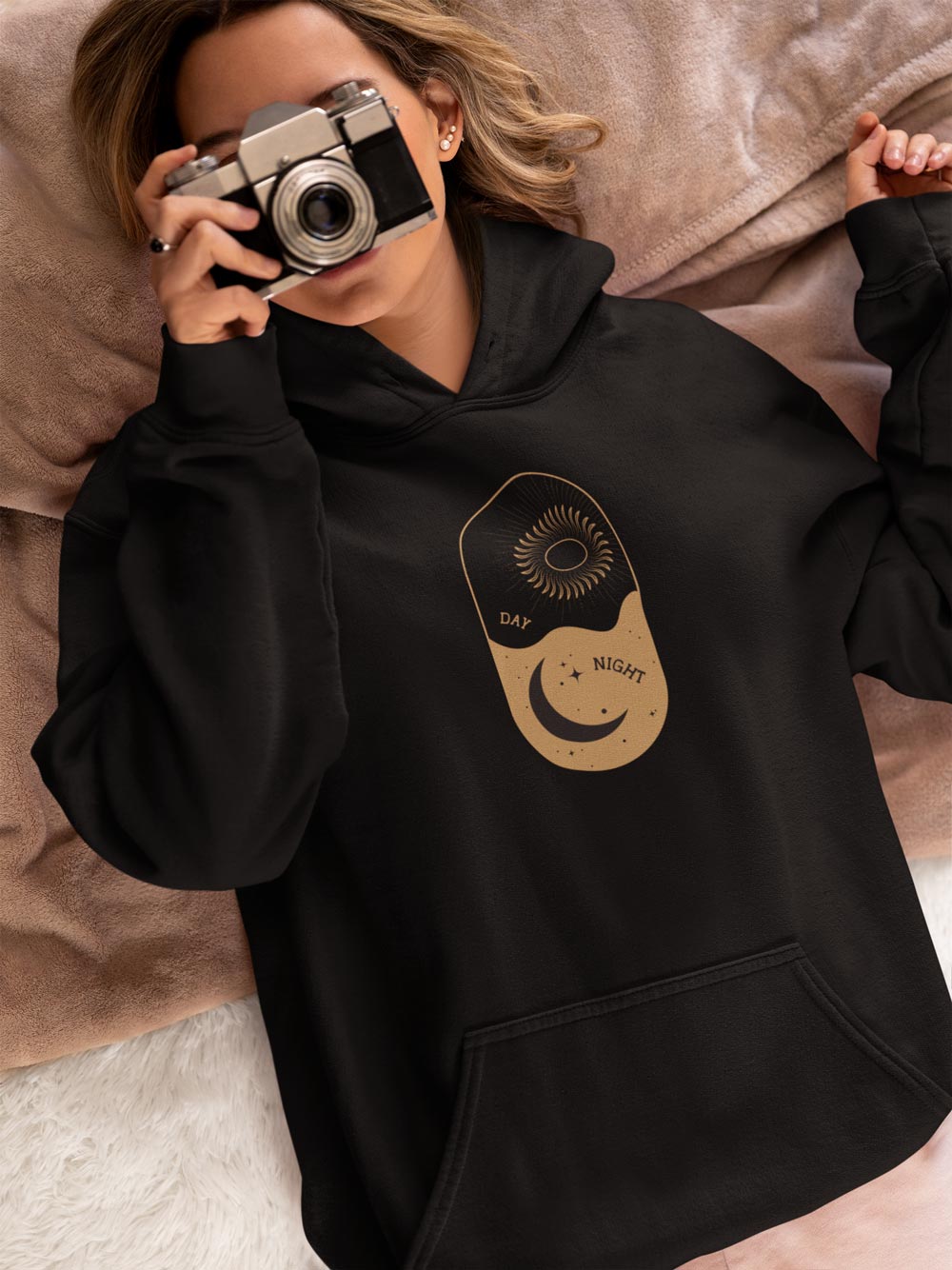 Day One Stuff| Minimal Sun and Moon Graphic Hoodie
