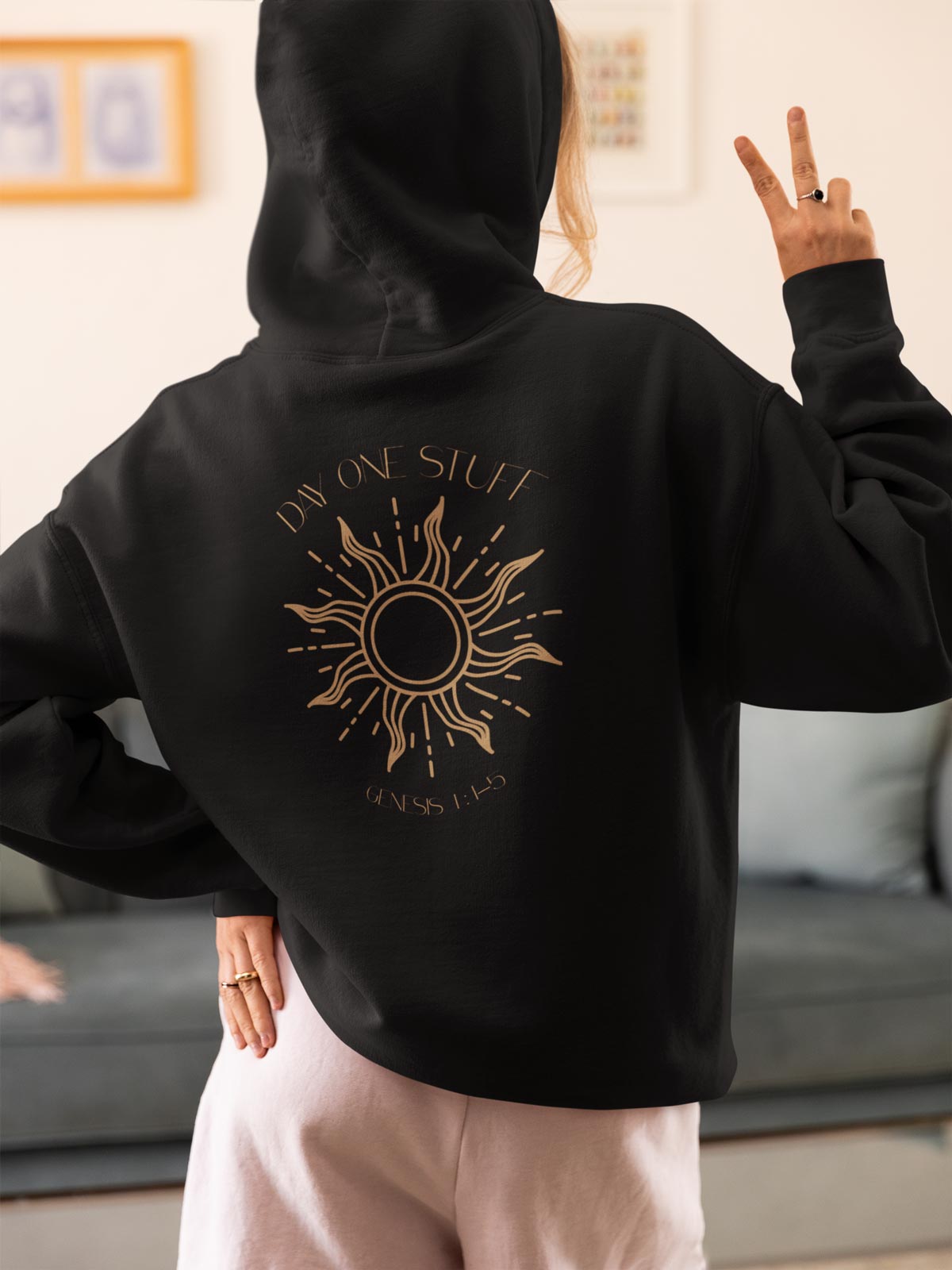 Day One Stuff| Minimal Sun and Moon Graphic Hoodie