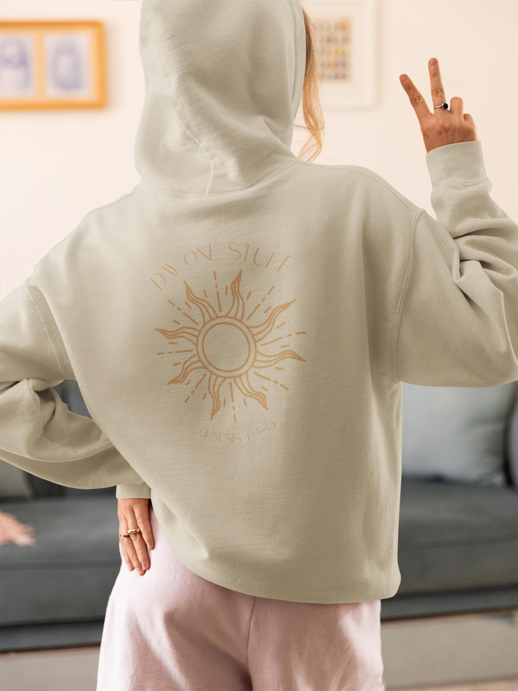 Day One Stuff| Minimal Sun and Moon Graphic Hoodie