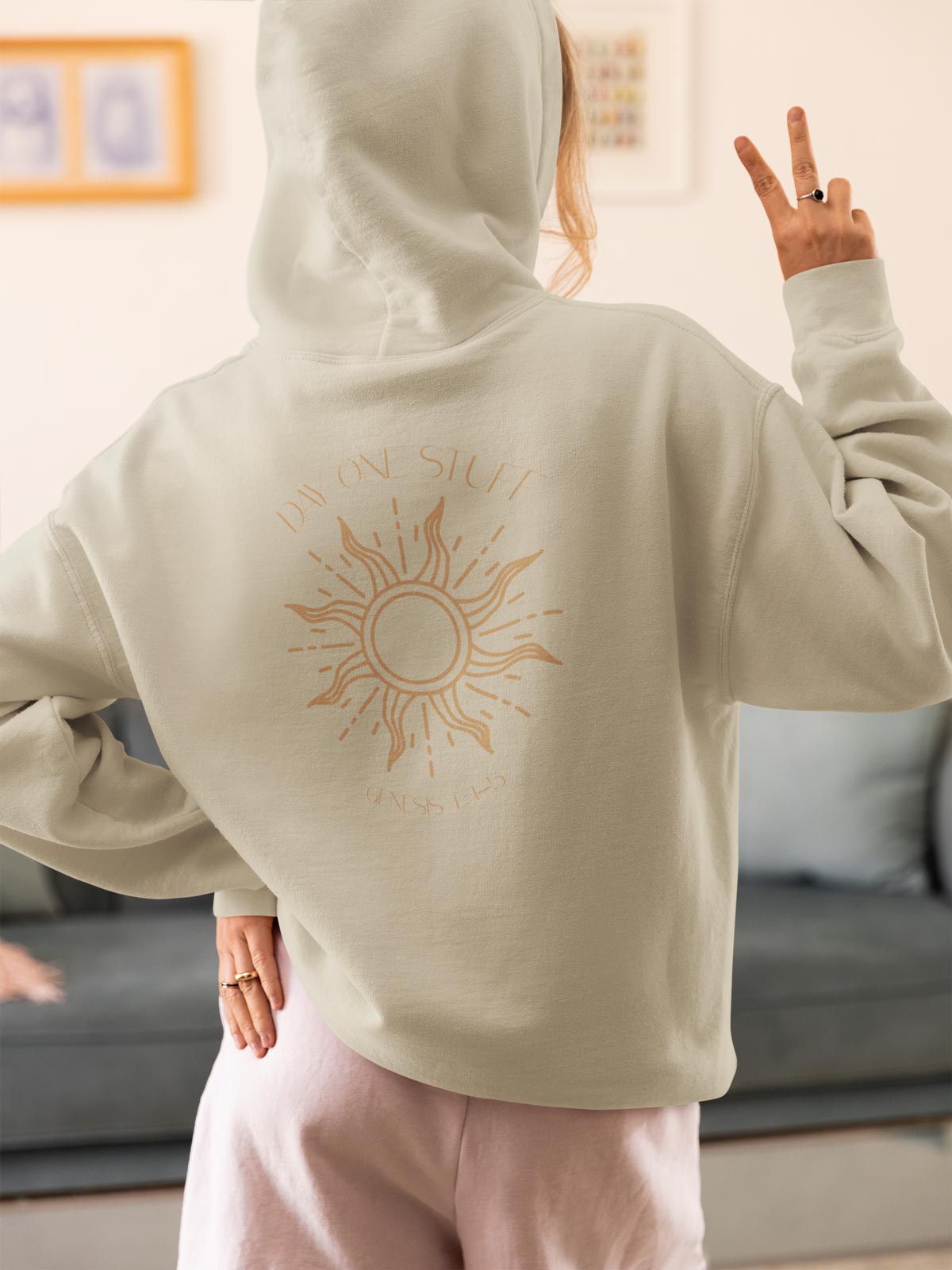Day One Stuff| Minimal Sun and Moon Graphic Hoodie