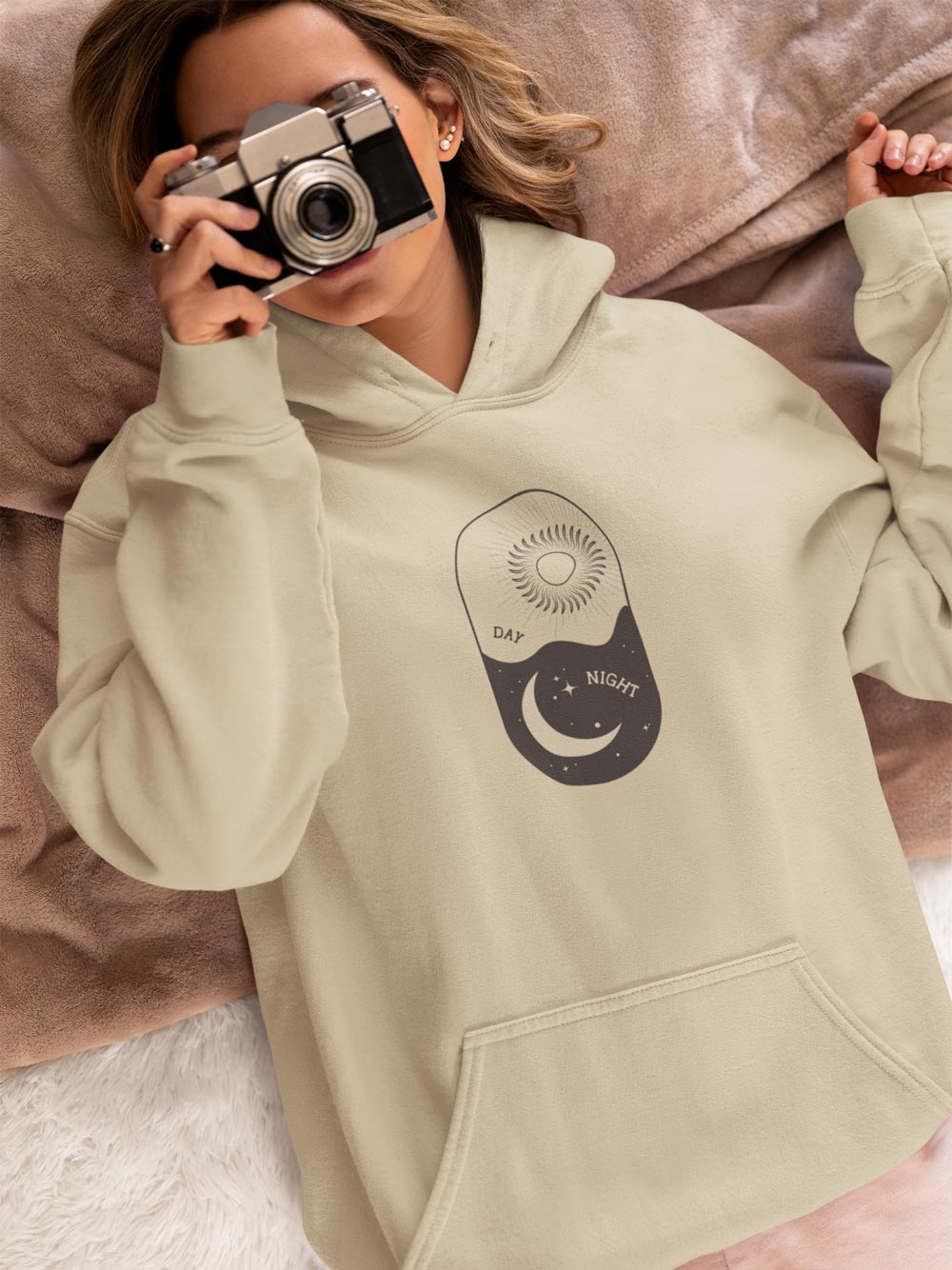 Day One Stuff| Minimal Sun and Moon Graphic Hoodie