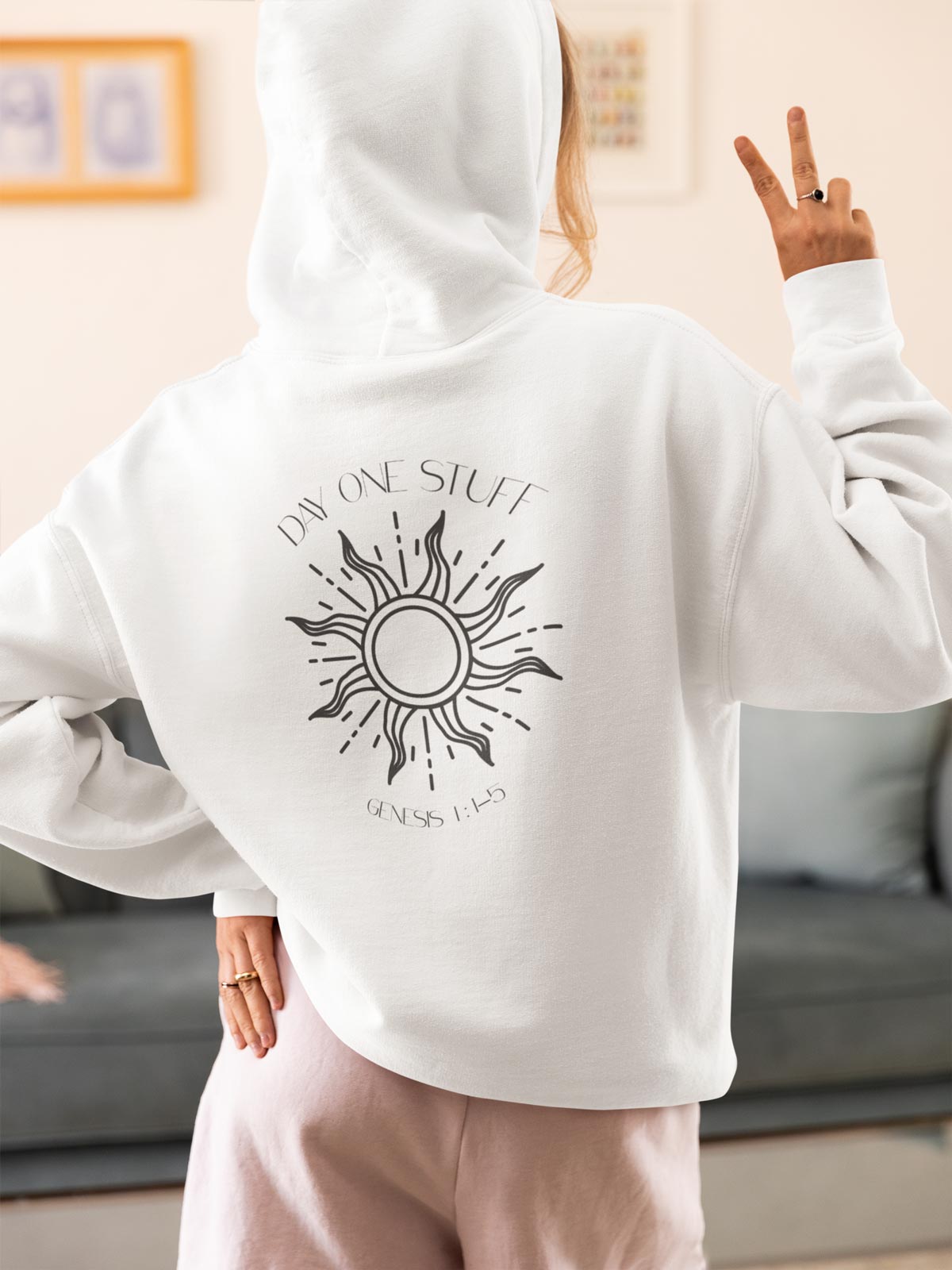 Day One Stuff| Minimal Sun and Moon Graphic Hoodie