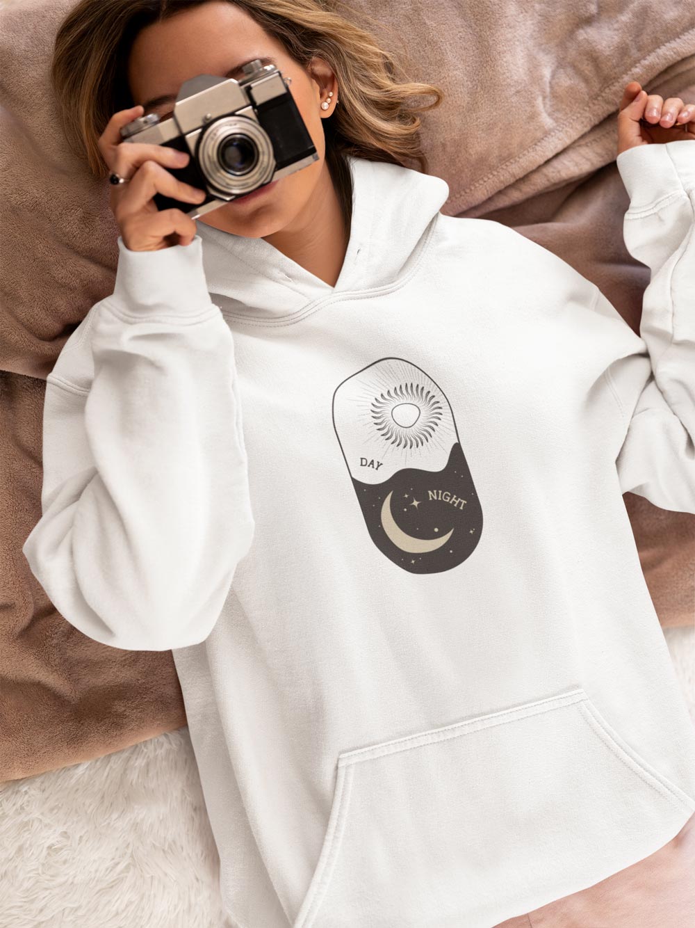 Day One Stuff| Minimal Sun and Moon Graphic Hoodie