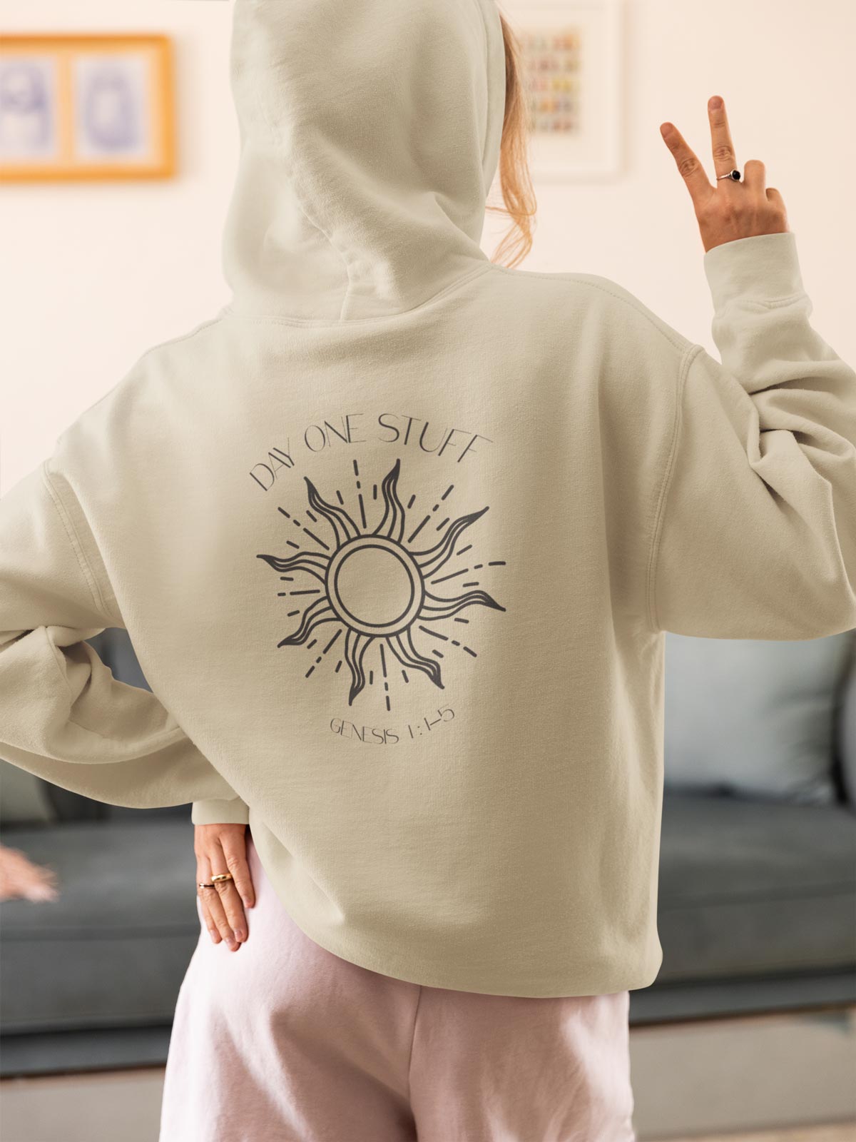 Day One Stuff| Minimal Sun and Moon Graphic Hoodie