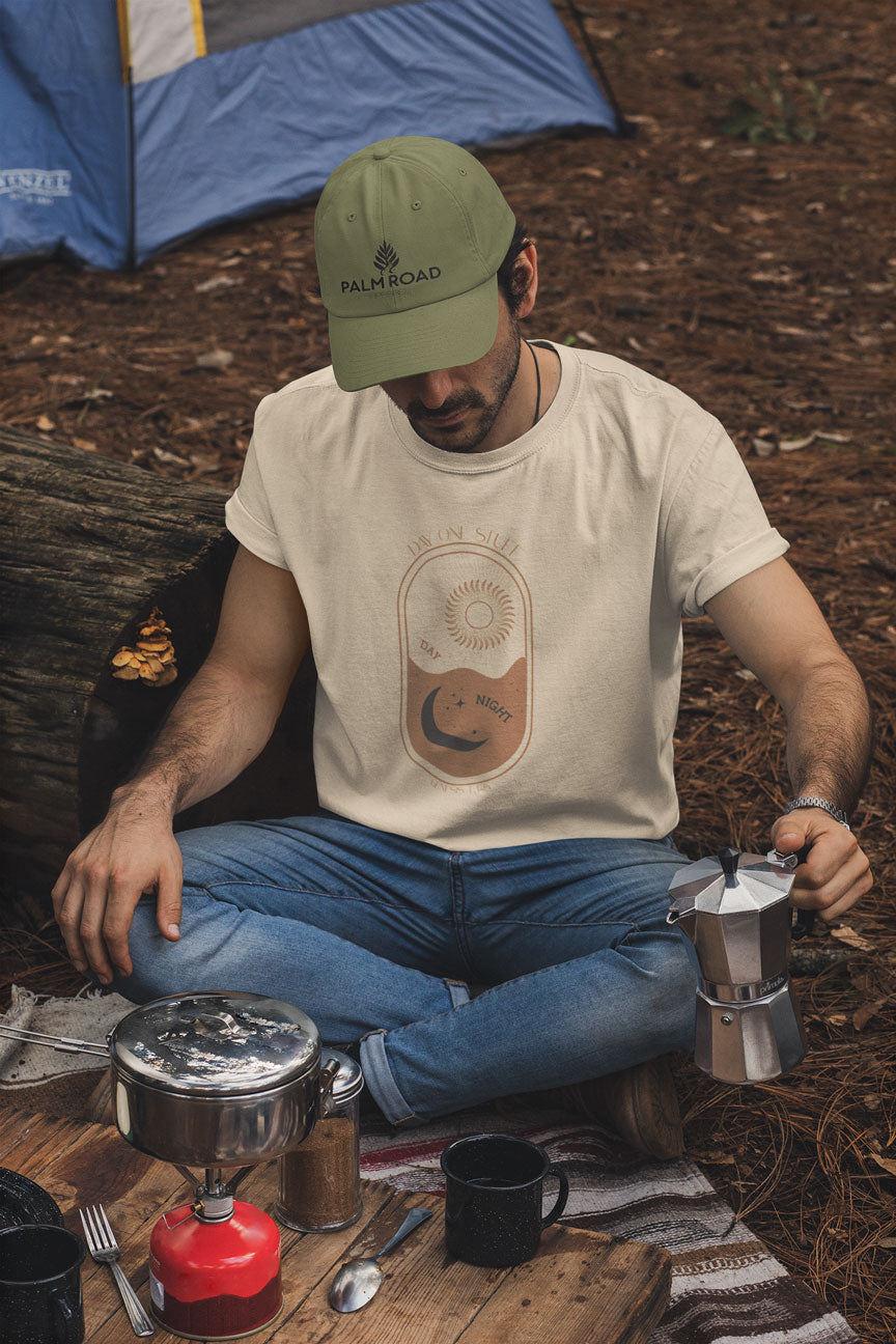 Embroidered Palm Road Snapback Trucker Hat