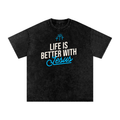 Life Is Better with Jesus | Christian Faith Inspired Snow Washed Oversized Cotton T-Shirt
