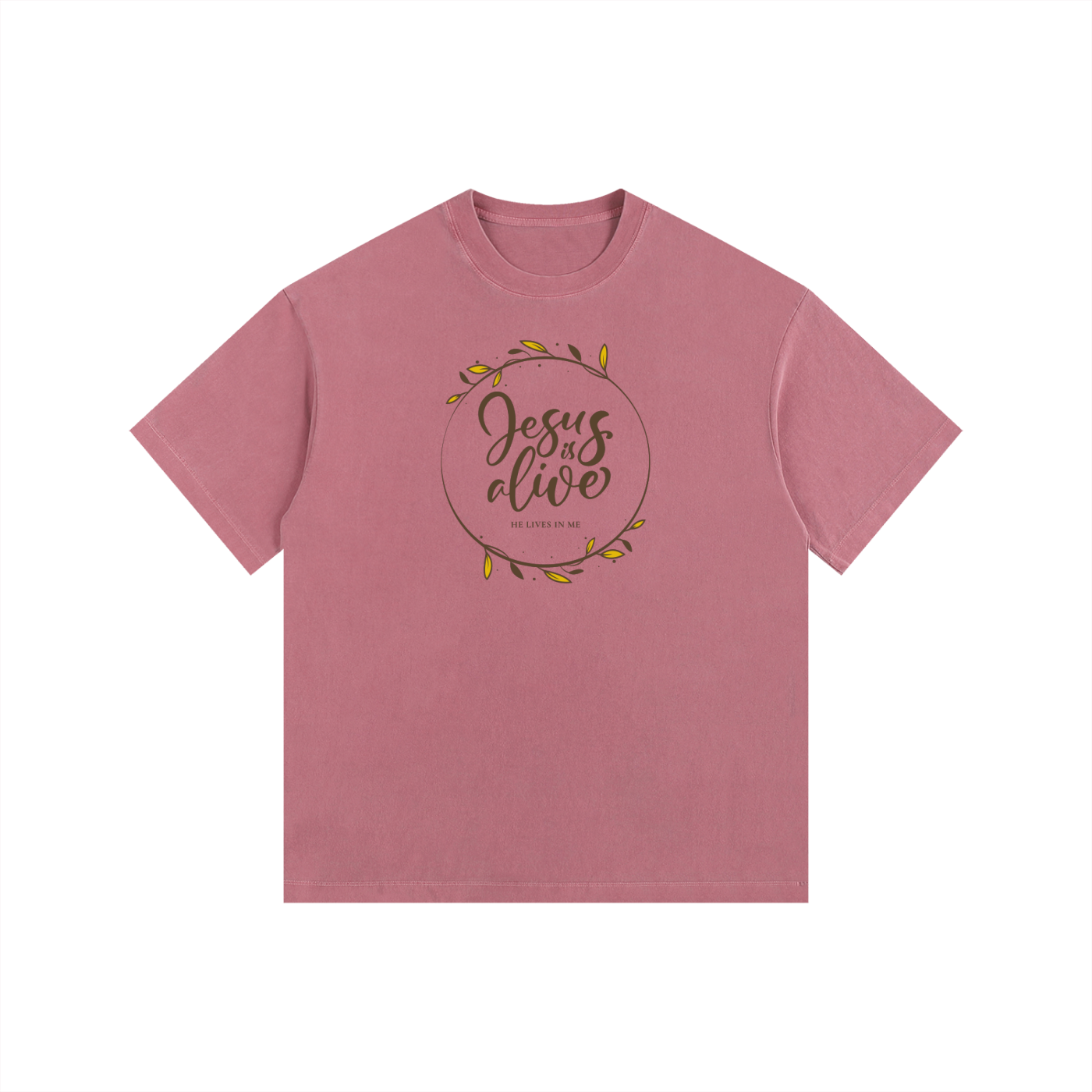Jesus is Alive | Christian Faith Inspired Vintage Washed Oversized Cotton T-Shirt