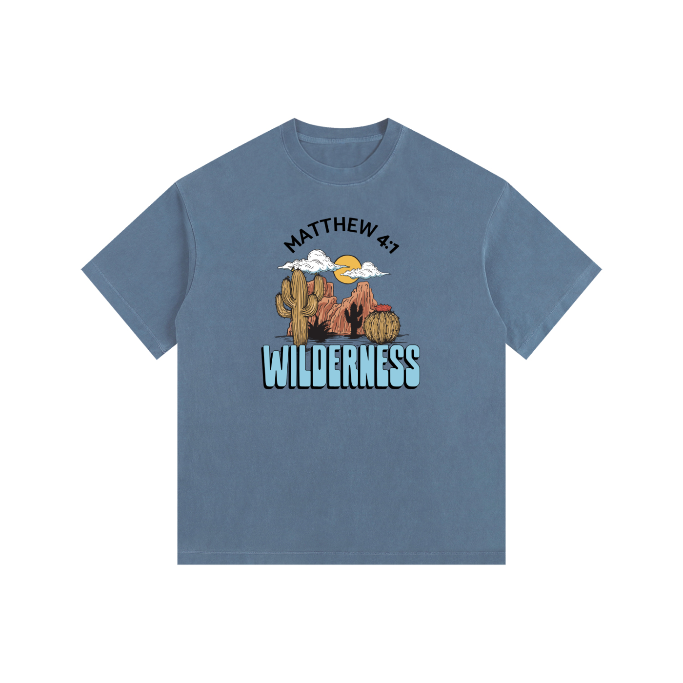 Jesus In The Wilderness | Christian Faith Inspired Vintage Washed Oversized Cotton T-Shirt
