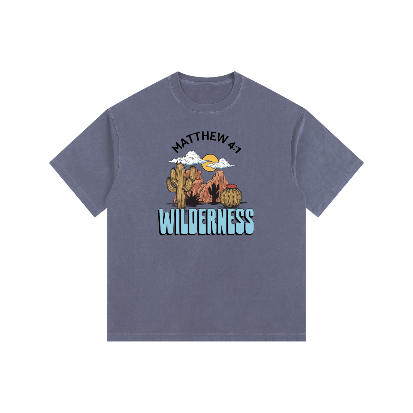 Jesus In The Wilderness | Christian Faith Inspired Vintage Washed Oversized Cotton T-Shirt