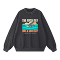 Day Five Genesis Graphic | Christian Faith Inspired Snow Washed Oversized Sweatshirt