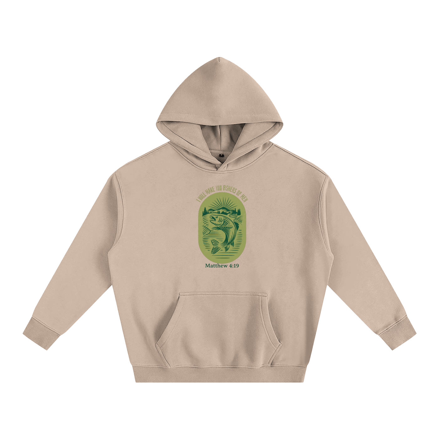 Fishers of Men Vintage Style Badge | Christian Faith Inspired Oversize Fleeced Hoodie
