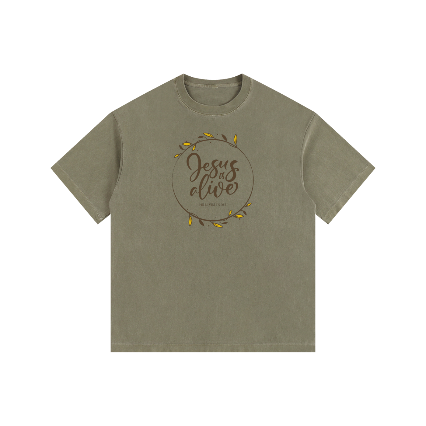 Jesus is Alive | Christian Faith Inspired Vintage Washed Oversized Cotton T-Shirt