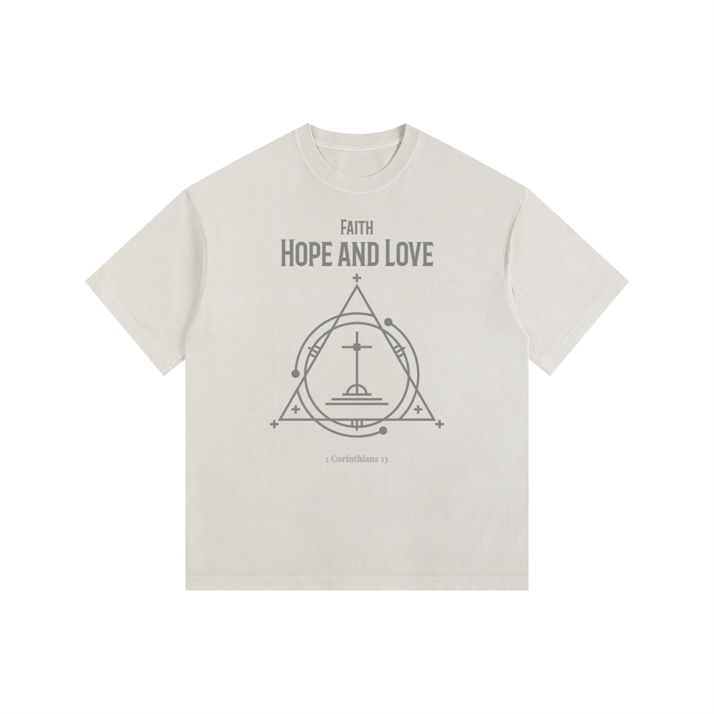 Faith Hope Love: 1 Corinthians | Christian Faith Inspired Vintage Washed Oversized Cotton T-Shirt