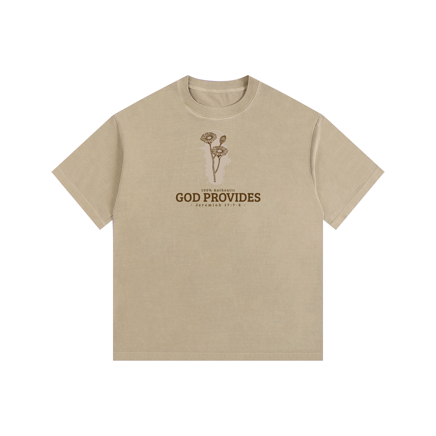 God Provides | Christian Faith Inspired Vintage Washed Oversized Cotton T-Shirt