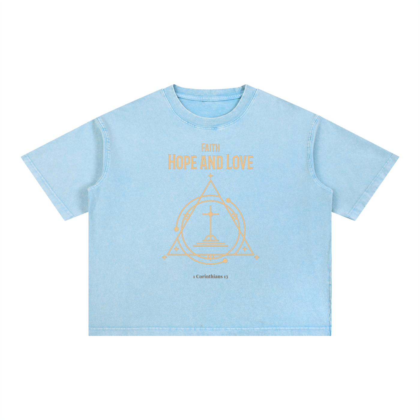 Faith Hope and Love | Christian Faith Inspired Mineral Wash Boxy Cotton T-Shirt