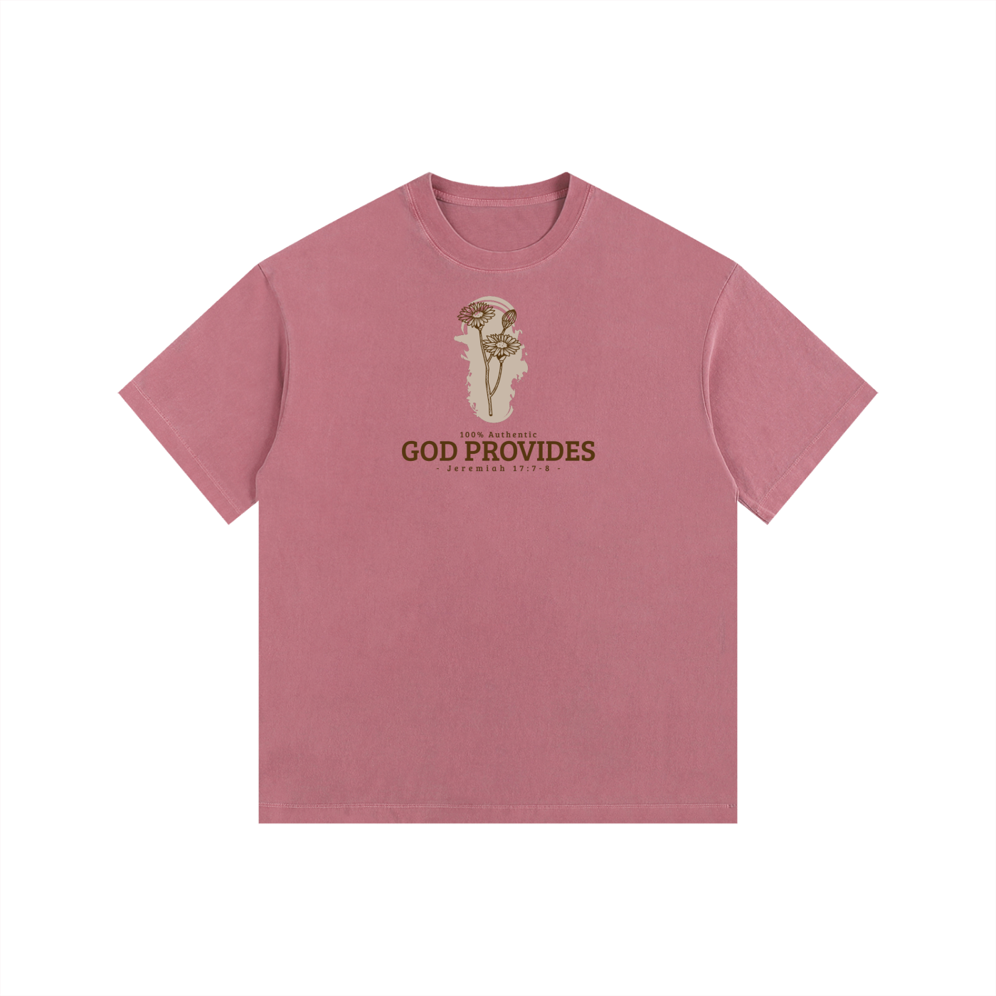 God Provides | Christian Faith Inspired Vintage Washed Oversized Cotton T-Shirt