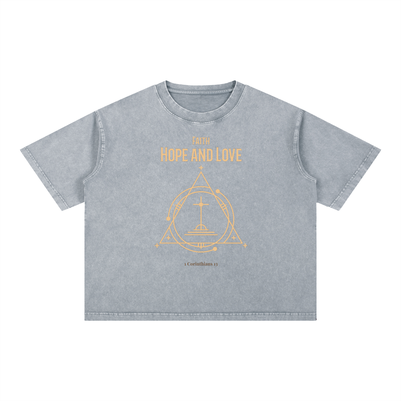Faith Hope and Love | Christian Faith Inspired Mineral Wash Boxy Cotton T-Shirt