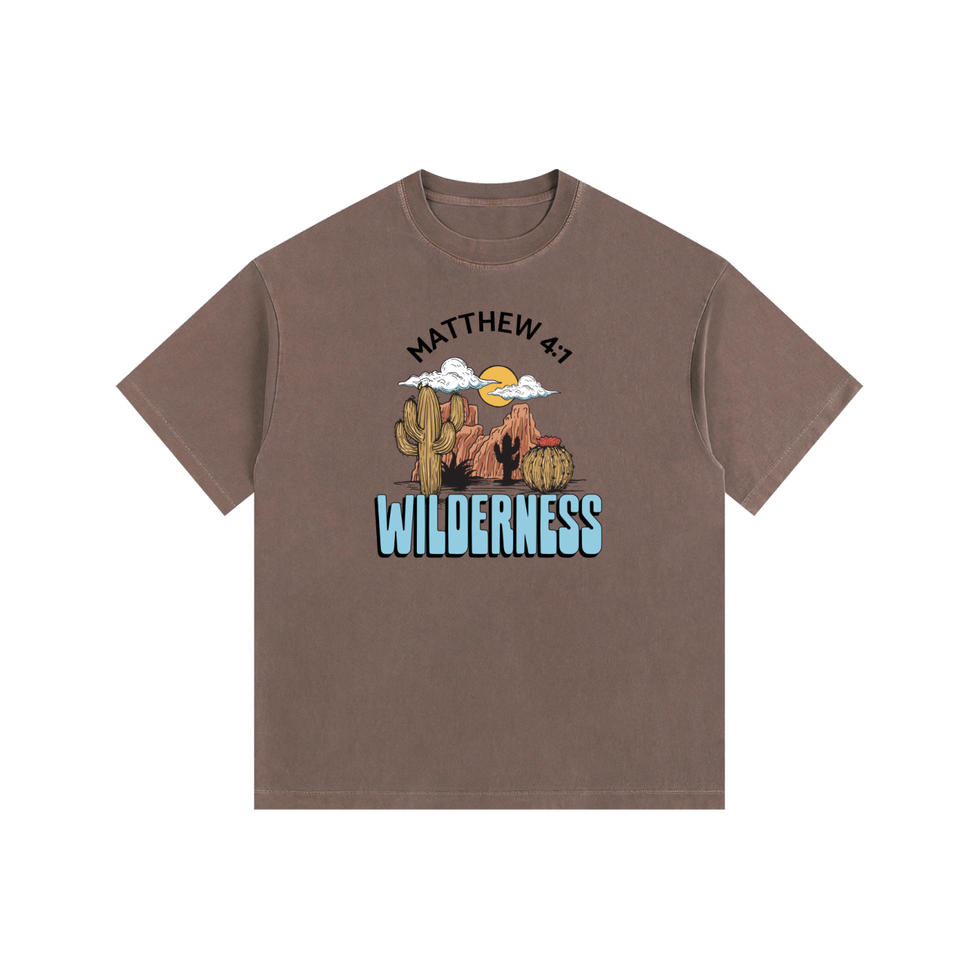 Jesus In The Wilderness | Christian Faith Inspired Vintage Washed Oversized Cotton T-Shirt