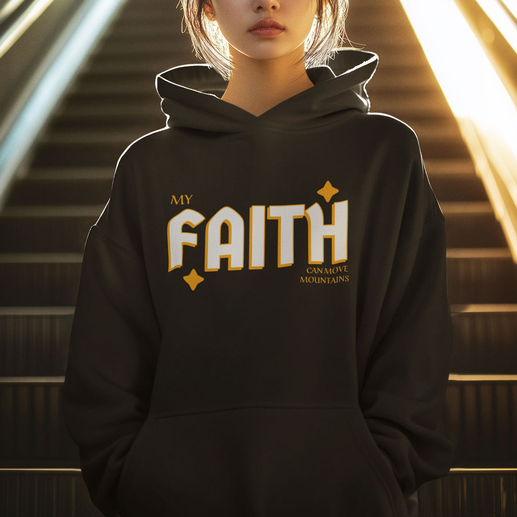 My Faith Can Move Mountains | Christian Faith Inspired Oversize Fleeced Hoodie