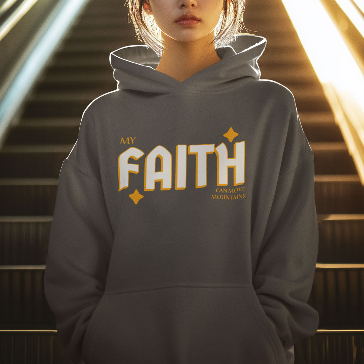 My Faith Can Move Mountains | Christian Faith Inspired Oversize Fleeced Hoodie