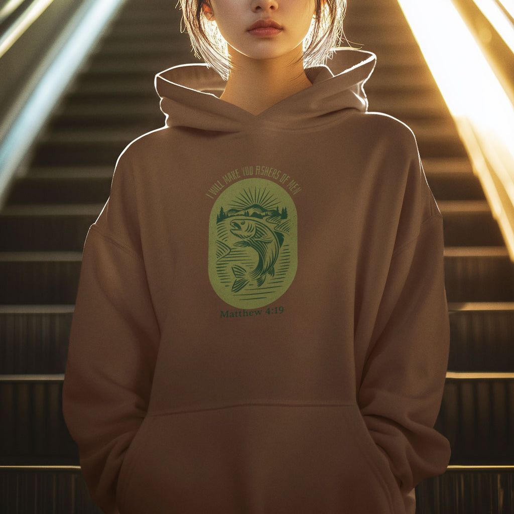 Fishers of Men Vintage Style Badge | Christian Faith Inspired Oversize Fleeced Hoodie