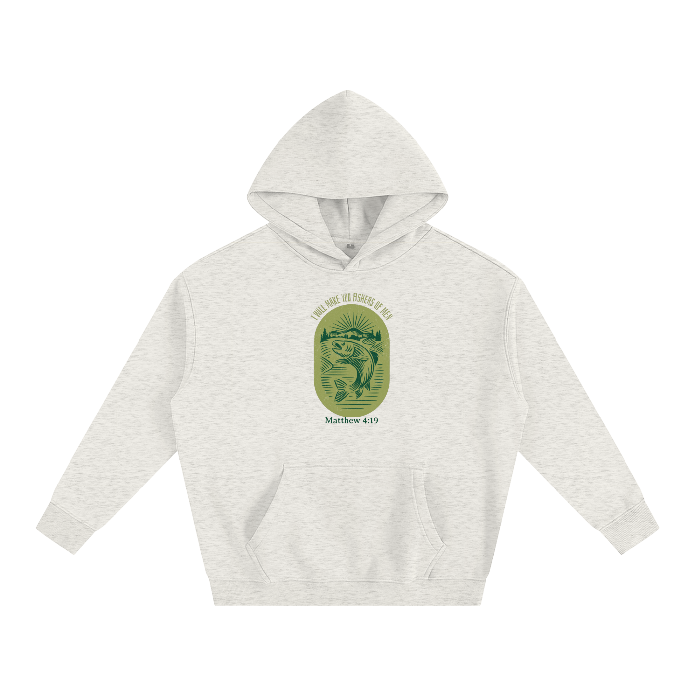 Fishers of Men Vintage Style Badge | Christian Faith Inspired Oversize Fleeced Hoodie