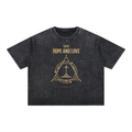 Faith Hope and Love | Christian Faith Inspired Mineral Wash Boxy Cotton T-Shirt