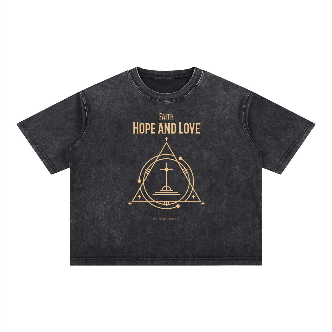 Faith Hope and Love | Christian Faith Inspired Mineral Wash Boxy Cotton T-Shirt