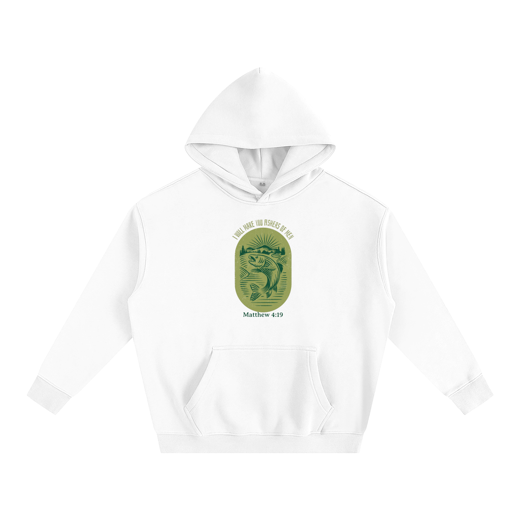 Fishers of Men Vintage Style Badge | Christian Faith Inspired Oversize Fleeced Hoodie