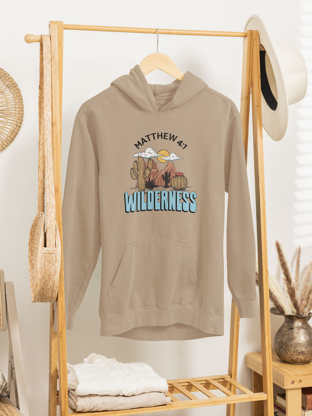 Jesus In The Wilderness | Christian Faith Inspired Oversize Fleeced Hoodie