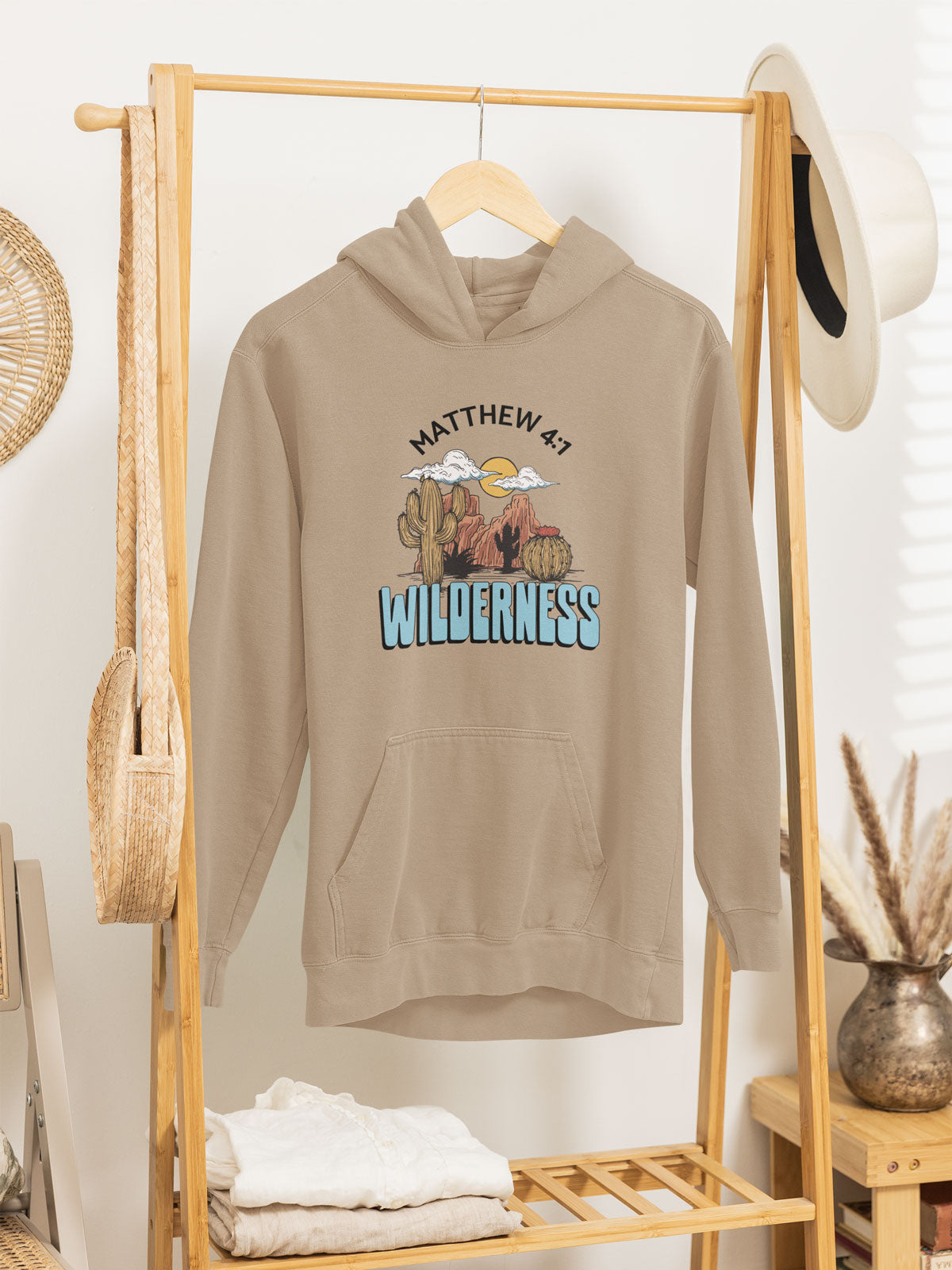 Jesus In The Wilderness | Christian Faith Inspired Oversize Fleeced Hoodie