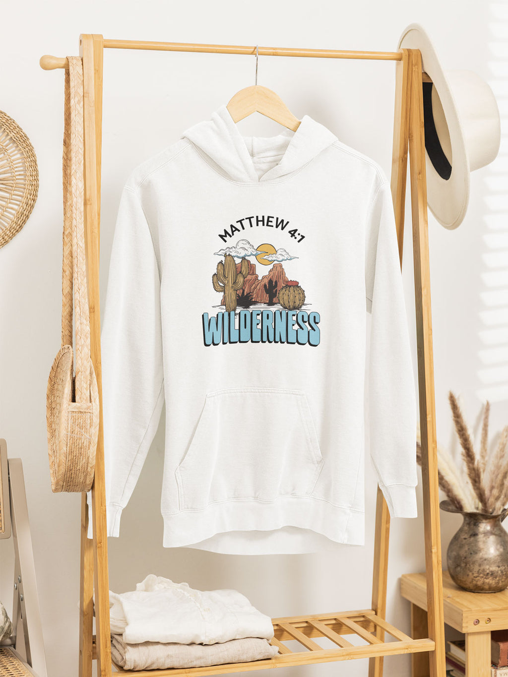 Jesus In The Wilderness | Christian Faith Inspired Oversize Fleeced Hoodie