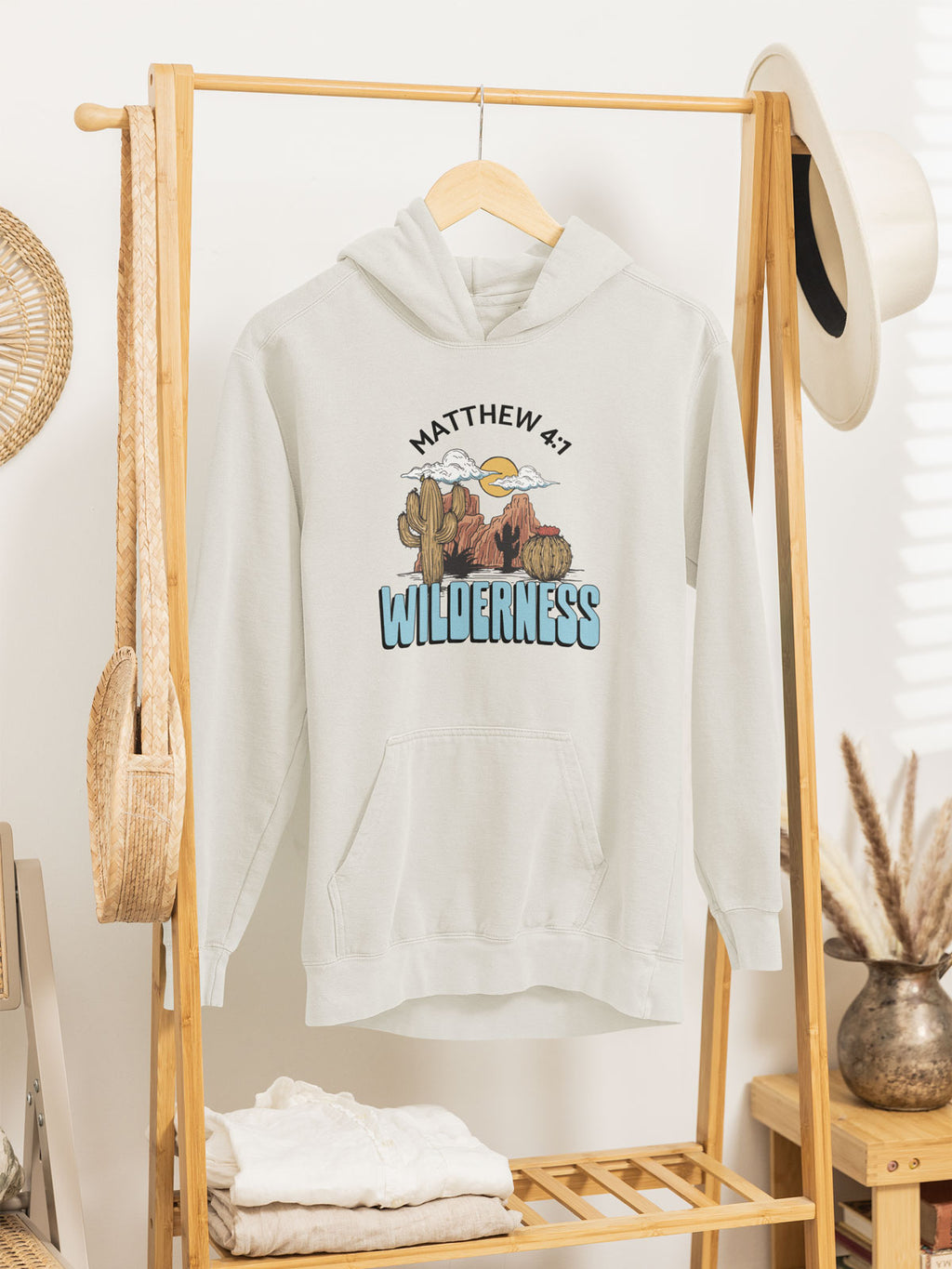 Jesus In The Wilderness | Christian Faith Inspired Oversize Fleeced Hoodie