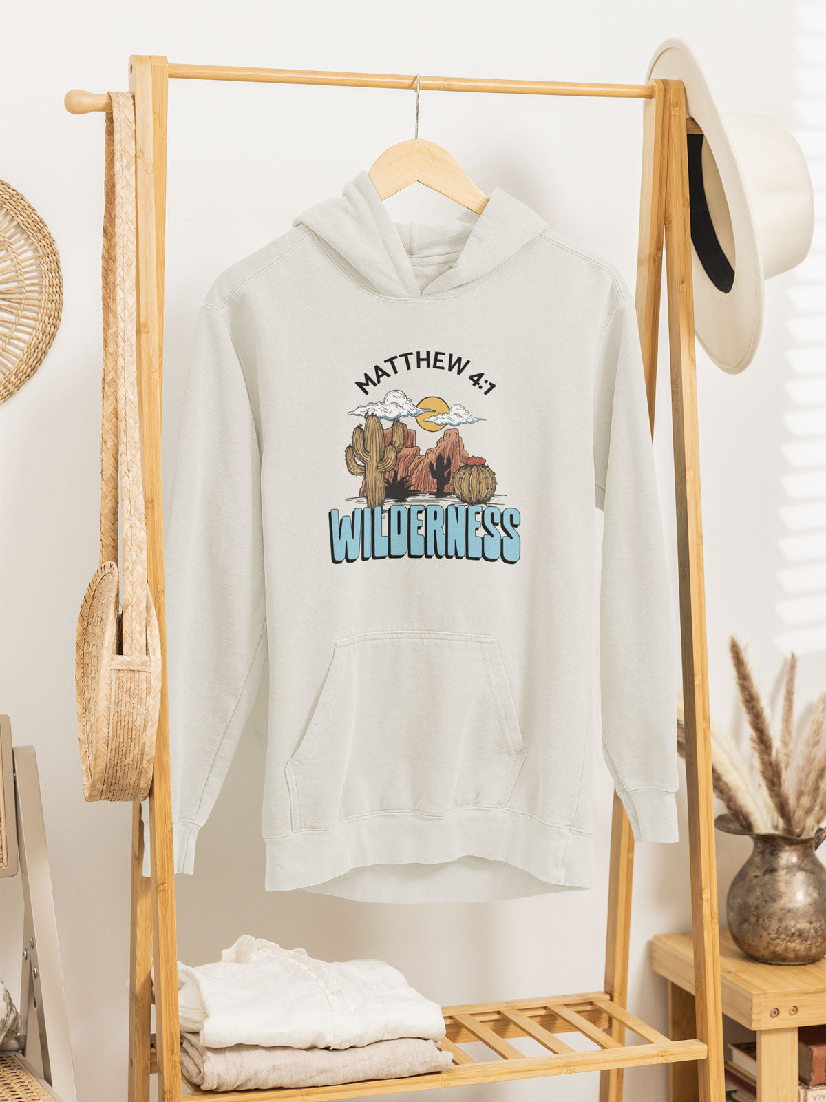 Jesus In The Wilderness | Christian Faith Inspired Oversize Fleeced Hoodie
