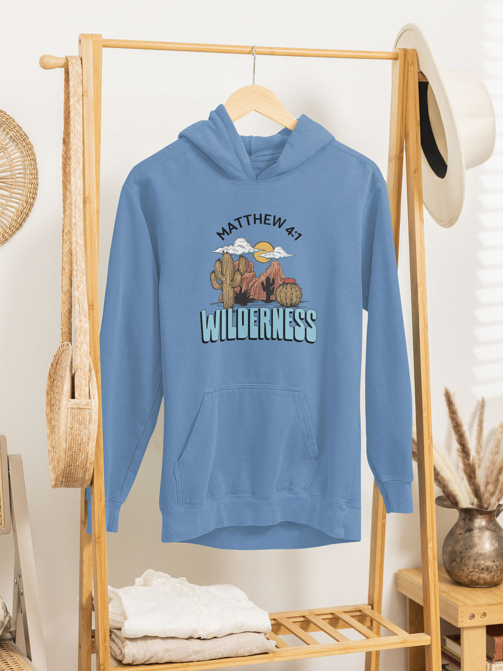 Jesus In The Wilderness | Christian Faith Inspired Oversize Fleeced Hoodie