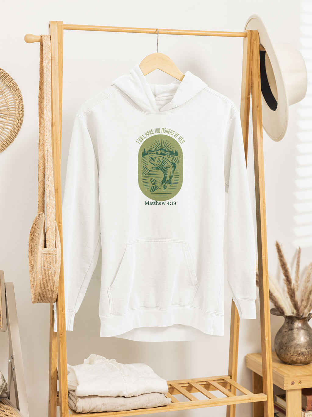 Fishers of Men Vintage Style Badge | Christian Faith Inspired Oversize Fleeced Hoodie