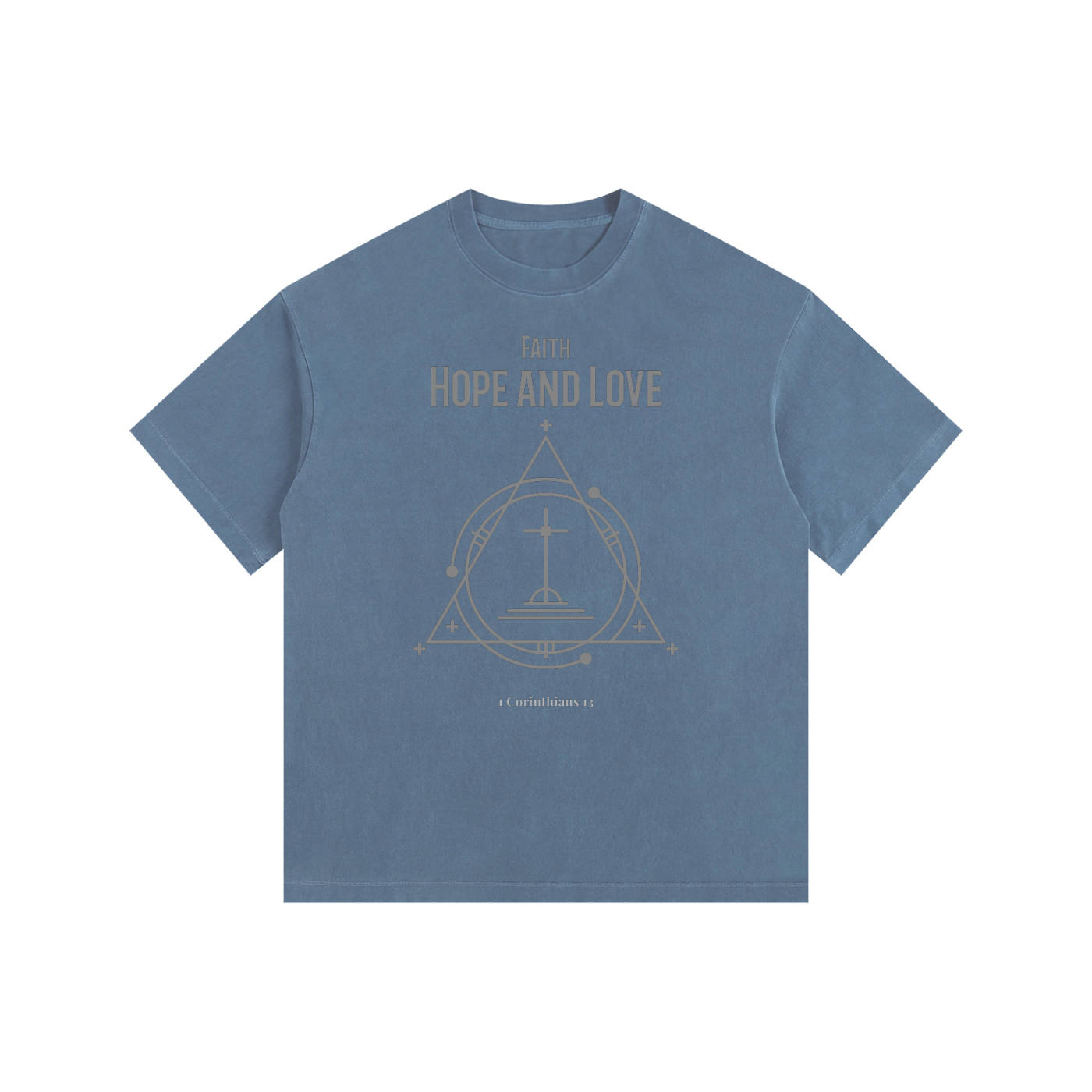 Faith Hope Love: 1 Corinthians | Christian Faith Inspired Vintage Washed Oversized Cotton T-Shirt