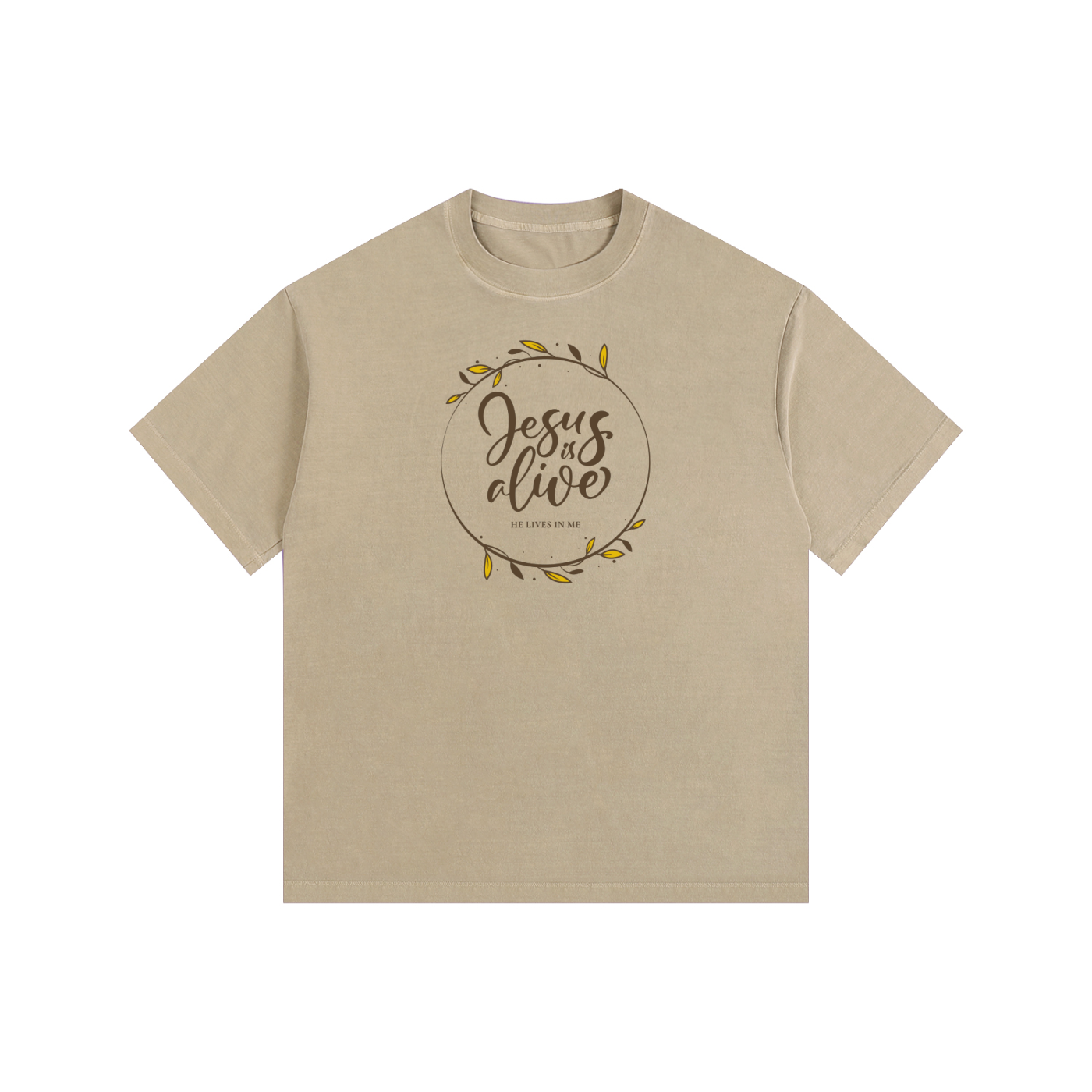 Jesus is Alive | Christian Faith Inspired Vintage Washed Oversized Cotton T-Shirt