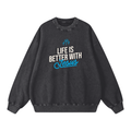 Life Is Better with Jesus | Christian Faith Inspired Snow Washed Oversized Sweatshirt