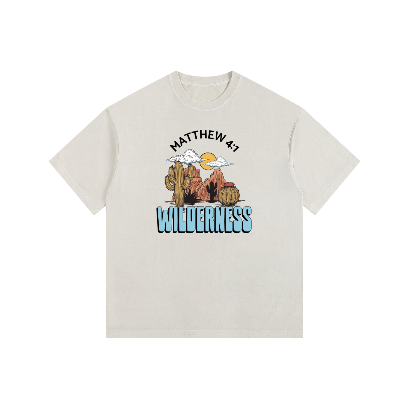Jesus In The Wilderness | Christian Faith Inspired Vintage Washed Oversized Cotton T-Shirt