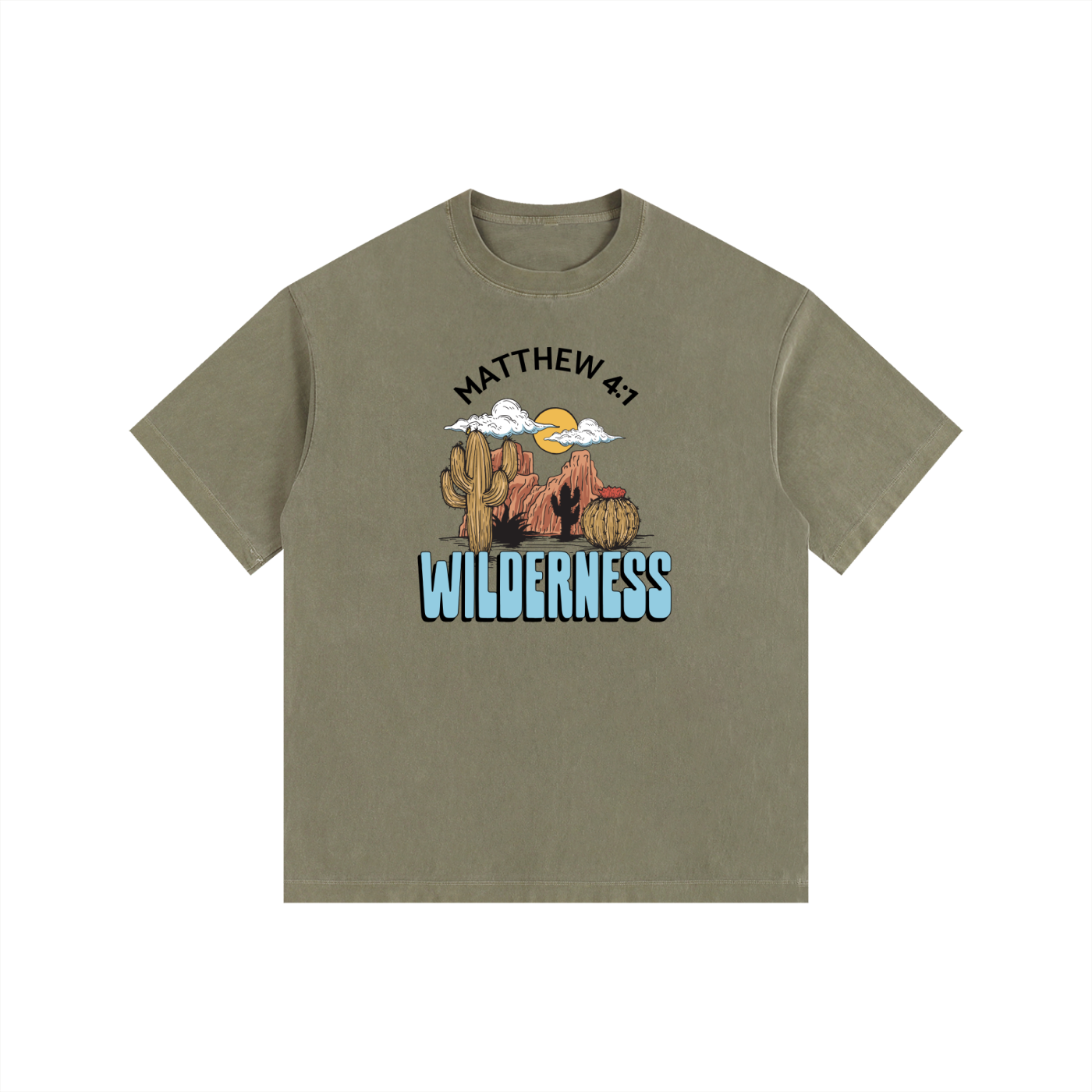 Jesus In The Wilderness | Christian Faith Inspired Vintage Washed Oversized Cotton T-Shirt
